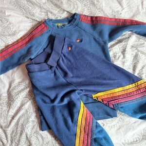 Aviator Nation Kids Blue Sweatshirt & Pants with Red and Yellow Stripes